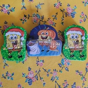 Spongebob Squarepant Holiday Candy Tins Halloween Christmas